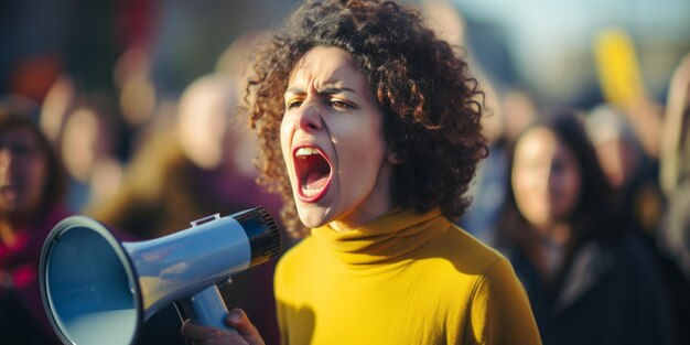 Женские активисты протестуют за права женщин Генеративный ИИ