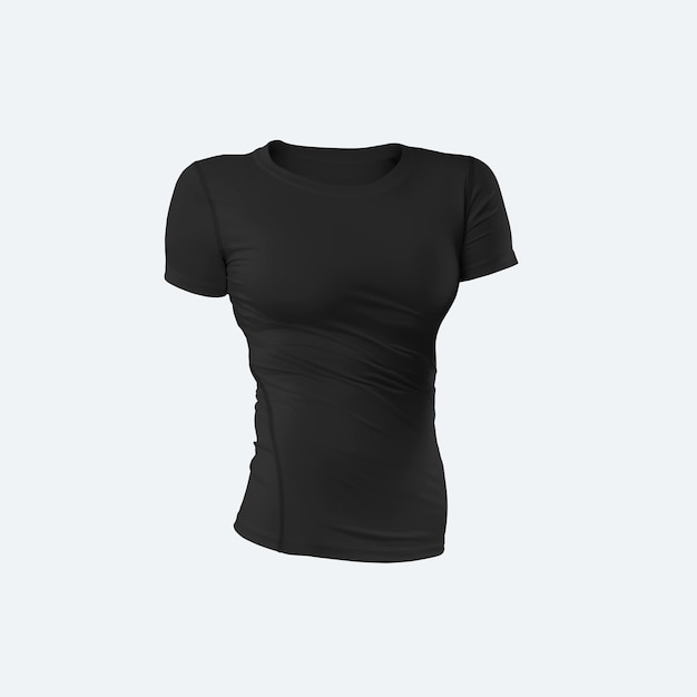 Photo womens black sports tshirt isolated on background front view