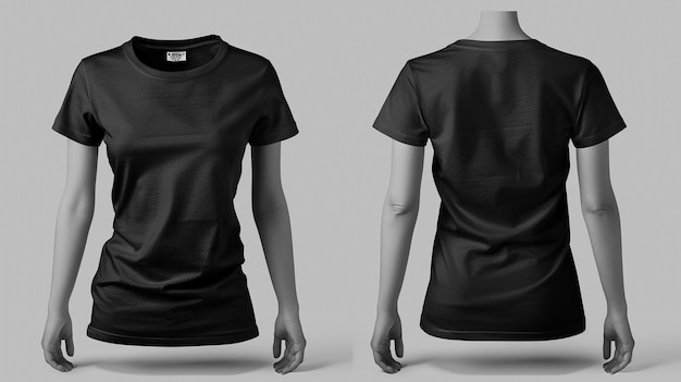 黒い背景の女性の黒いTシャツ