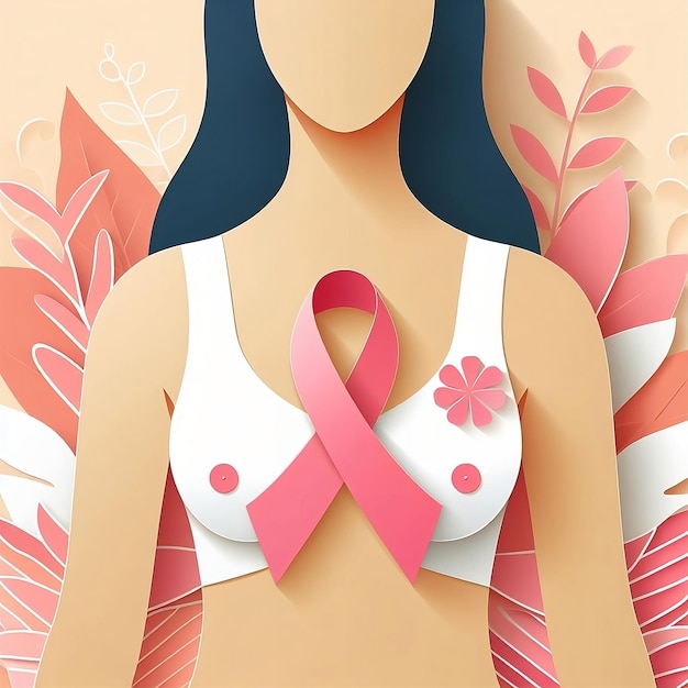 여성 유방 및 피부암 인식 월 세계 암의 배경에 대한 디자인 일러스트레이션