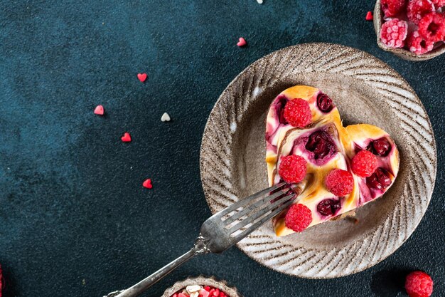 Womens day dessert. Heart shaped cheesecake brownie with cherry. Mothers Day dessert. Fathers day dessert. Womens day cake. Heart cheesecake. Heart cake.