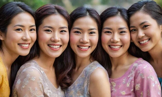 Womens day a group of young women standing smiling next to each other