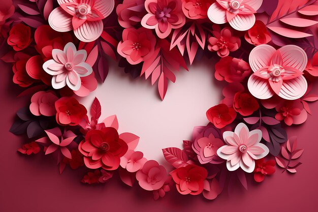 Womens day in paper style with hearts and flowers