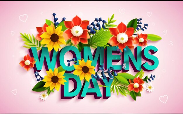 Womens Day text and related elements