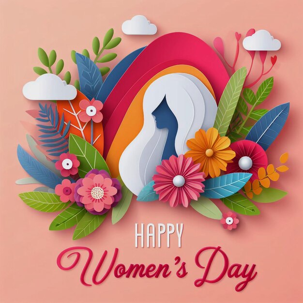 womens day with pink pattern background and typography
