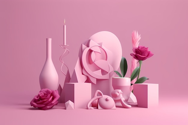 Женские дни Украшение Красивый фон с феминистским и минималистским стилемSoft Color 3D Design