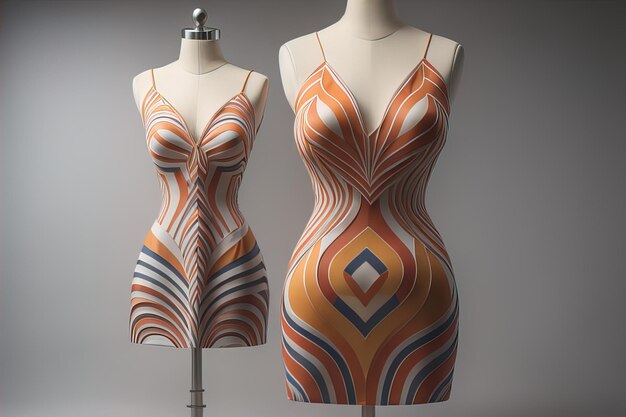 Womens dress on a mannequin in a fashion store ai generative