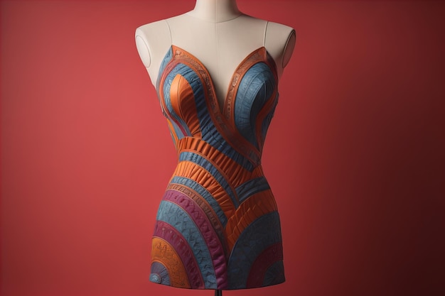Womens dress on a mannequin in a fashion store ai generative