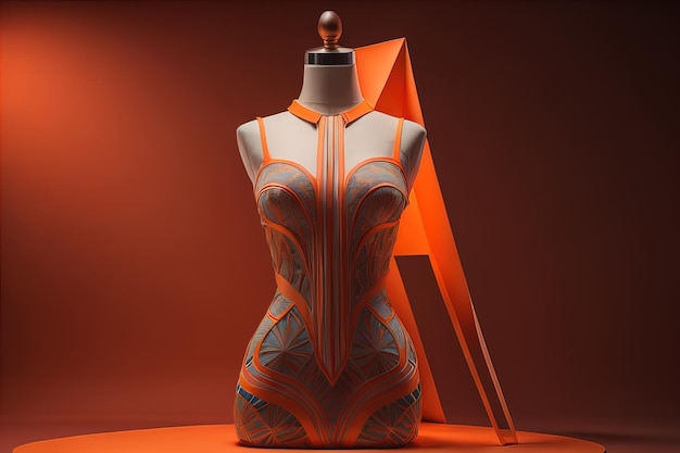 Womens dress on a mannequin in a fashion store ai generative