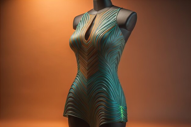 Womens dress on a mannequin in a fashion store ai generative