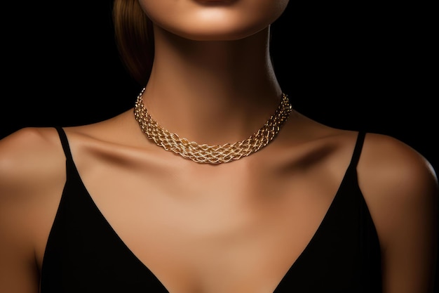 Womens neck with a gold chain necklace