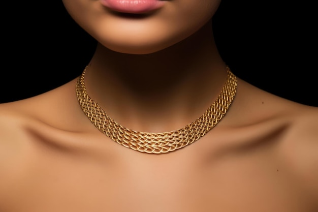 Womens neck with a gold chain necklace