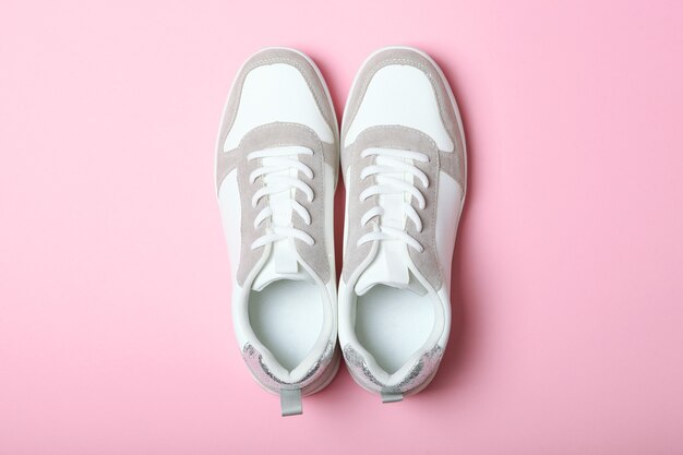 Womens sneakers on a colored background womens shoes