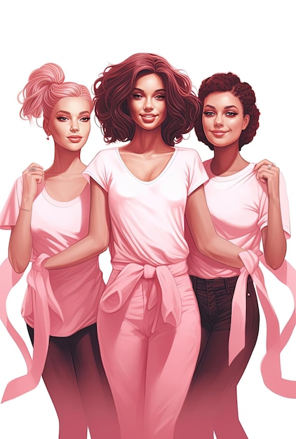 женщины в стиле упрощенного искусства темно-розовые и черные плоские иллюстрации