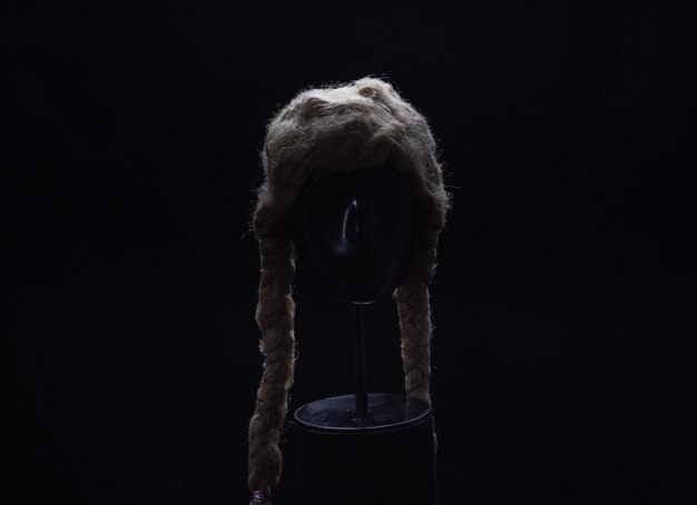 womens wig with braids wig on black background