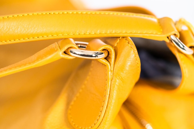 Womens yellow bag on a white background.