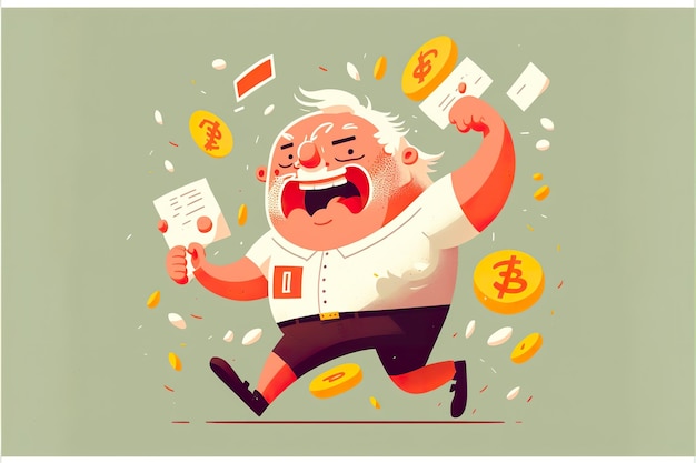 Won a lot of money flat illustration