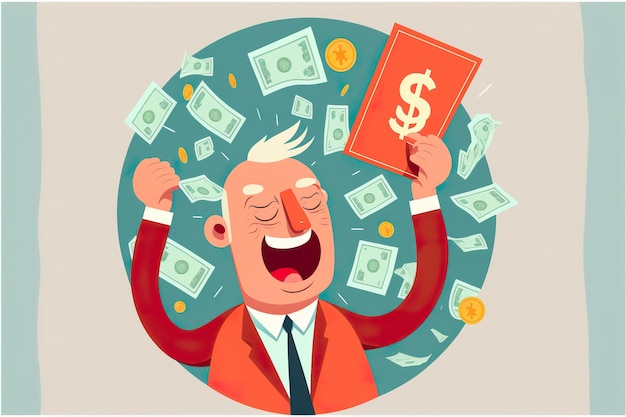 Won a lot of money flat illustration