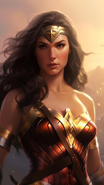 Premium AI Image  Wonder Woman cartoon character Generative AI