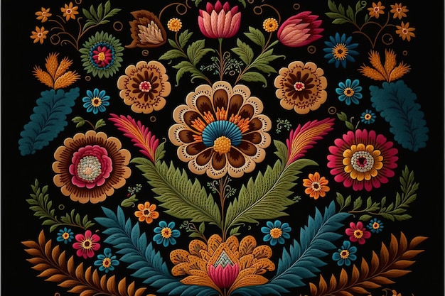 Wonderbaarlijk Mexicaans borduurwerk met kleurrijk bloemenpatroon textiel