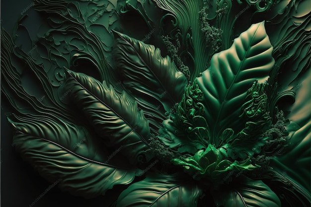 Wonderbaarlijk tropisch groen blad met marcotextuur in glanzende rotsvorm