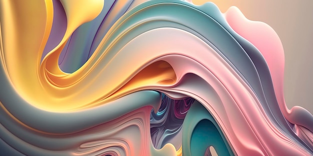 Wonderful abstract futuristic and design wallpaper with spheres waves ans twirls fresh colors painting AIGenerated