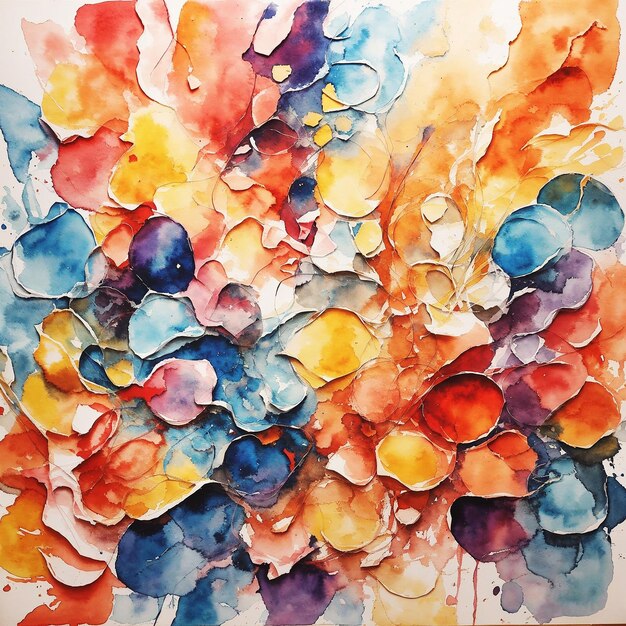 wonderful abstract watercolor with papercutting colorful painting on paper HD watercolor image