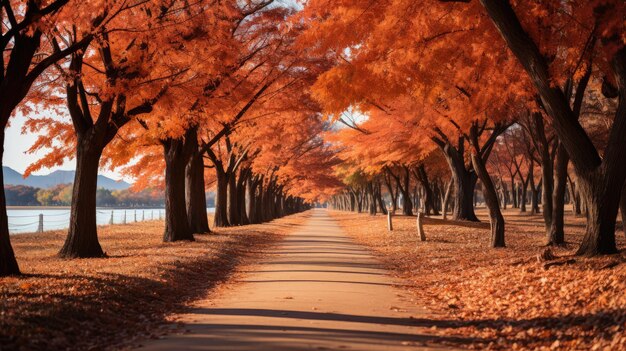 사진 멋진 가을 잎 풍경 큰 공원