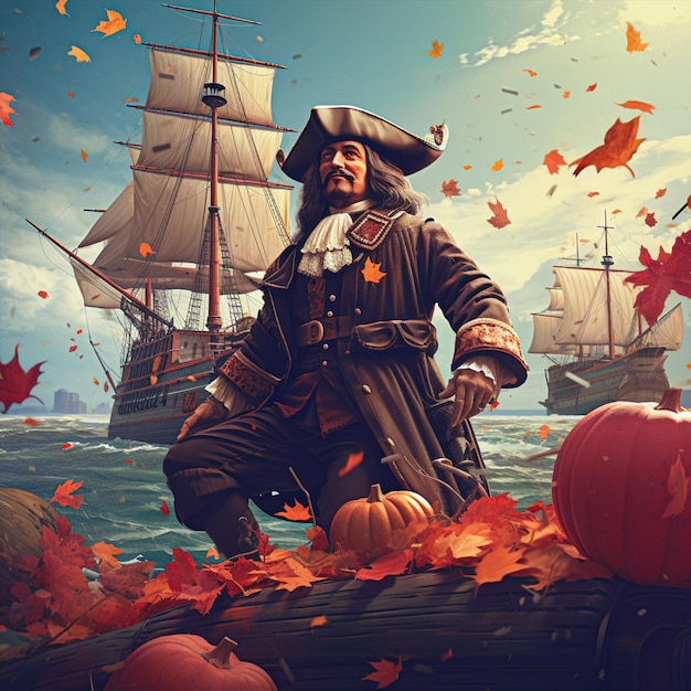 a wonderful Columbus day background with ship creative Columbus day ads