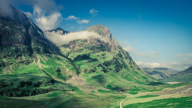 Wonderful dawn over the mountains in Glencoe in Scotland