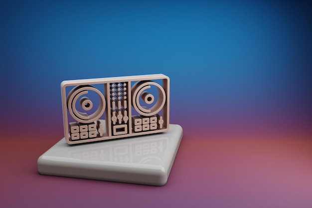 Wonderful DJ Mixer Beautiful music symbol icons on a ceramic stand and bright colored background