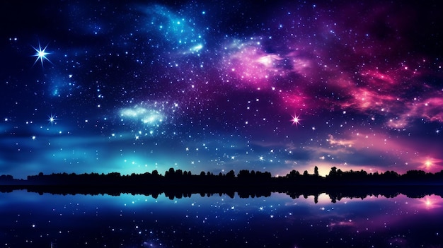 Прекрасная сказочная фотография ночного неба, созданная с помощью искусственного интеллекта