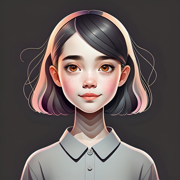 Wonderful girl digital avatar illustration on a clean background smiling girl cartoon generative ai