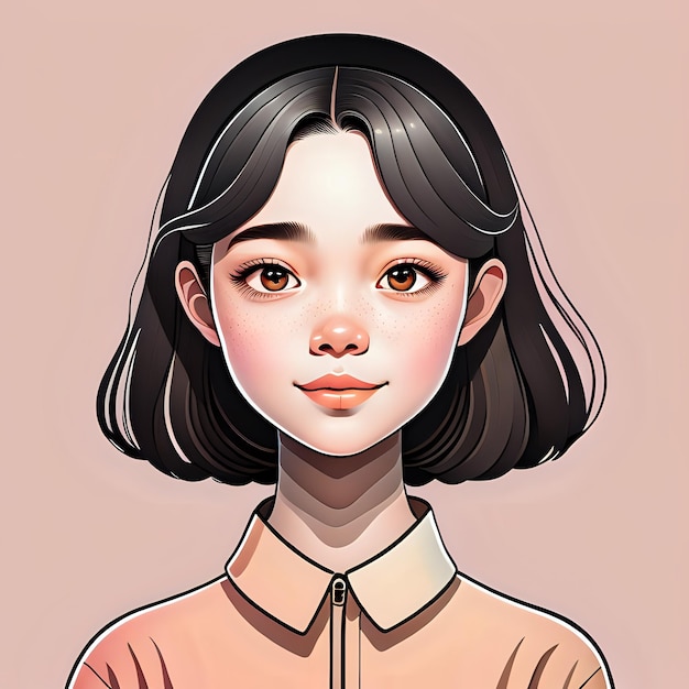 Wonderful girl digital avatar illustration on a clean background smiling girl cartoon generative ai