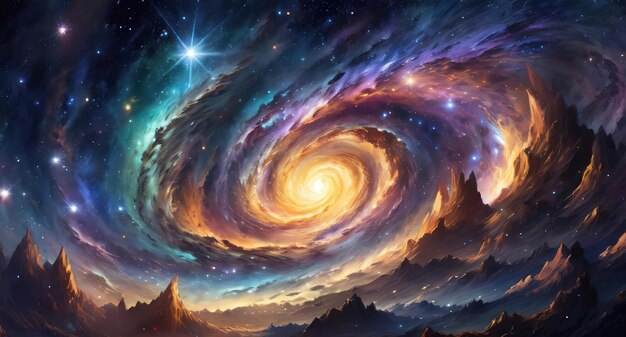 写真 美しい輝く星のフィールドの背景 宇宙の傑作