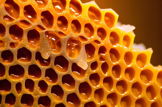 Wonderful honeycomb with honey macro shot close up shot generative ai