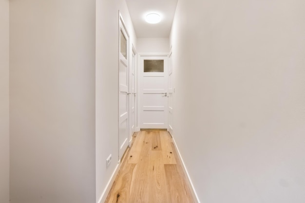 A wonderful long corridor with a wooden floor