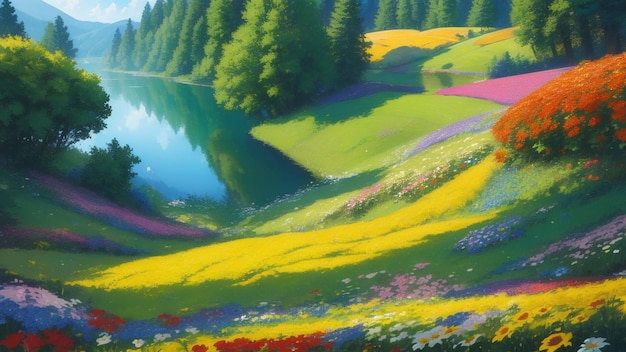 Wonderful natural scenery anime used for wallpaper