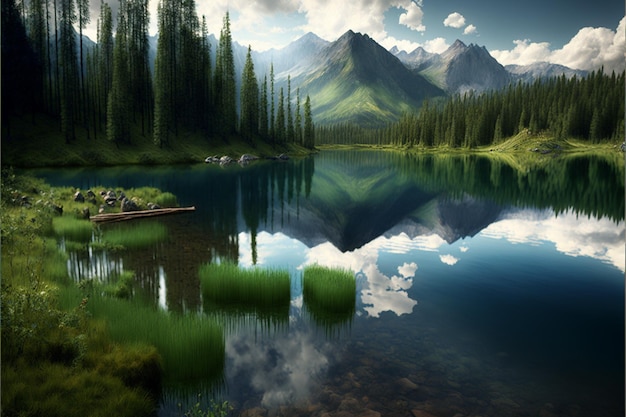 Wonderful nature horizontal landscape amazing background water sky dreamlike nature tree