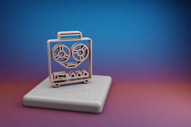 Wonderful Old Audio Recorder Beautiful music symbol icons on a ceramic stand and bright colored ba