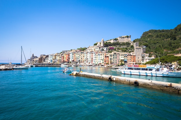 Wonderful postcard of Porto Venere during a sunny day in summer, Italy