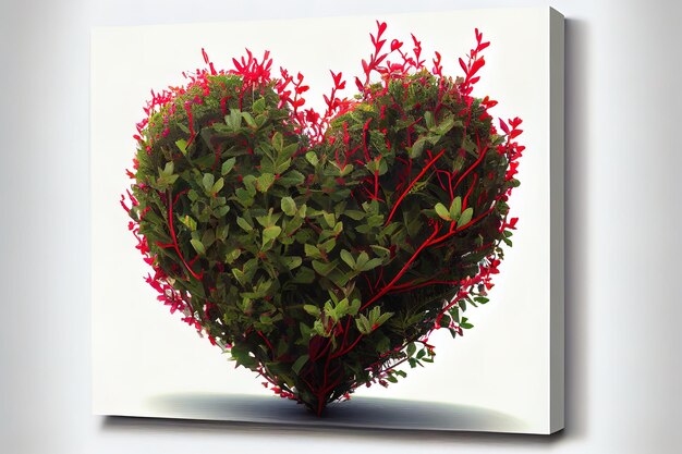 Wonderful Red heart on bush or shrub