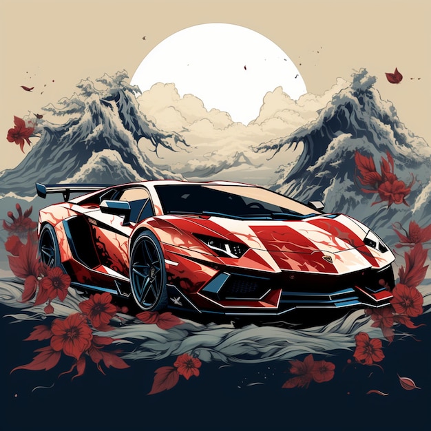 Foto meravigliosa lamborghini aventador rossa illustrazione vettoriale