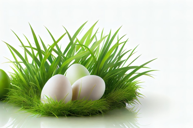 Wonderful Shape of Eggs in green grass on white