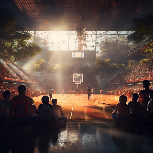 Wonderful showcase a basketball court image captured Ai generated art 04