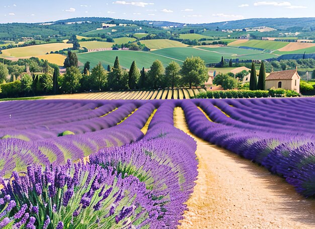 Wonderful summer landscape with lavender fields in Provence Valensole France