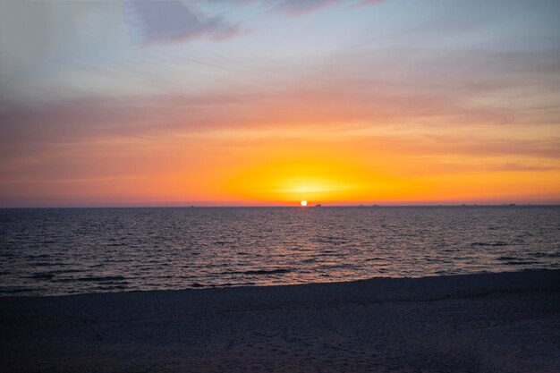 A wonderful sunset on the shores beach of the Baltic Sea