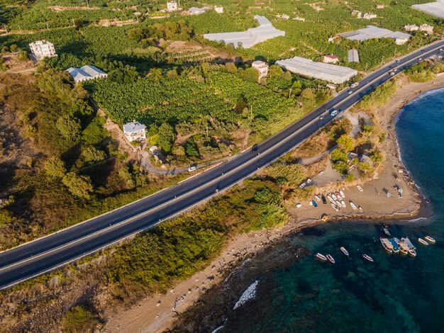 wonderful view of sea beach rocky and nature from the air