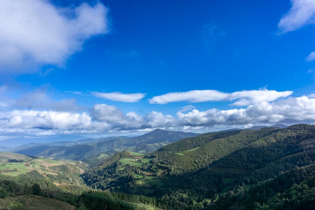 Wonderful views from the village of O Cebreiro in the mountains of Lugo Galicia Spain