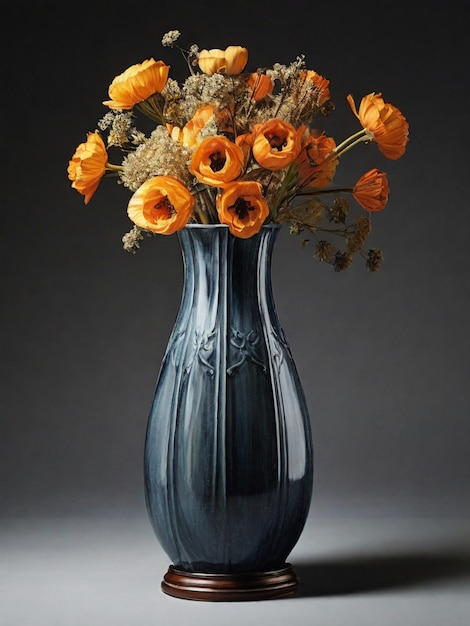 Wonderfully tall vase gray color background Created by AI